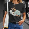 パジャマで寝ているかわいいベルギーのマリノア犬就寝アート 長袖tシャツ Tシャツ 彼女への贈り物