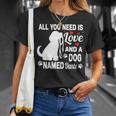 パーソナライズドドッグネームダンテかわいい犬ペット愛好家 長袖tシャツ Tシャツ 彼女への贈り物