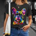 フレンチブルドッグ 犬 カラフル ポップアート レインボーカラー ブルドッグ Tシャツ 彼女への贈り物