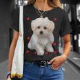 マルチーズ 犬 オーナー ラバー デザイン 子犬 ハート デザイン Tシャツ 彼女への贈り物
