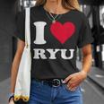 レッドハート I Love Ryu Tシャツ 彼女への贈り物