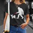 レトロ ビッグフット ウォーキング パピヨン 犬 面白い サスカッチ 長袖tシャツ Tシャツ 彼女への贈り物