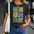 ヴァン・ゴッホコラージュ 星月夜 ひまわり アーモンドの花 Tシャツ 彼女への贈り物