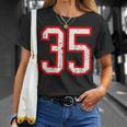 ヴィンテージナンバー 35 ホワイトレッドスポーツ代表チームナンバー 35 Tシャツ 彼女への贈り物