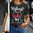 傘寿祝い ワイン好き 酒好き 父 母 男性 女性 80歳お祝いintage Aged To Perfection Tシャツ 彼女への贈り物