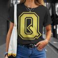 大文字 Q プリントされた明るいスタイルのデザイン。 Tシャツ 彼女への贈り物