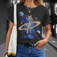 宇宙の土星猫土星ギャラクシー面白い子猫猫の恋人 Tシャツ 彼女への贈り物