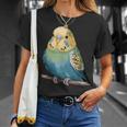 枝に腰掛けたチャーミングなセキセイインコ Tシャツ 彼女への贈り物