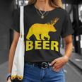 狩猟 ビール スピリット 動物 ティー ベア 鹿 ティー ビール クマ 鹿 Tシャツ 彼女への贈り物
