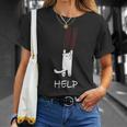 猫が助けを求めている、猫好きの方にオススメの面白いイラスト Tシャツ 彼女への贈り物