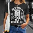 男性、女性、91歳の誕生日への91歳の誕生日プレゼント Tシャツ 彼女への贈り物