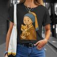 真珠の耳飾りの少女 柴犬 子柴 名画 いぬ イラスト かわいい 犬好き おもしろ 面白い Tシャツ 彼女への贈り物