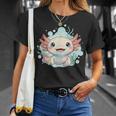 笑顔のaxolotl カワイイかわいい水中漫画 Tシャツ 彼女への贈り物
