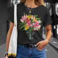 美しいユリの春の花 フローラルプリント ガーデニング Tシャツ 彼女への贈り物