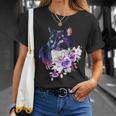 花と猫、水彩画のような表情 Tシャツ 彼女への贈り物