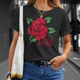 赤いバラとi'm A Wild Roseの花のデザイン Tシャツ 彼女への贈り物