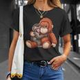 赤ちゃん用 マカク 抱きしめる ぬいぐるみ かわいい オランウータン モンキー パンチ ギフト 長袖tシャツ Tシャツ 彼女への贈り物