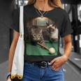 面白い猫 子猫 プールゲーム ビリヤード愛好家 アートデザイン Tシャツ 彼女への贈り物