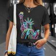 鮮やかな自由の女神tシャツ カラフルなアイコン Tシャツ 彼女への贈り物