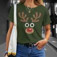Reindeer Face Deer Red Nose Brown Christmas T-Shirt Gifts for Her