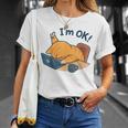 I'm Ok おかしな猫 在宅勤務 コーヒーミーム Tシャツ 彼女への贈り物