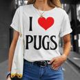 I Love Pugs I Heart Pugs Dog Lover Pet Puppy Dog Pug Tシャツ 彼女への贈り物