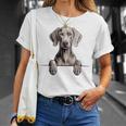 Weimaraner 面白い 覗き見ポケット 子犬 犬好き Tシャツ 彼女への贈り物