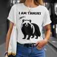 たぬきのシルエット I Am Tanuki おもしろ ユニーク 白黒 アニマル かわいい動物 狸 タヌキ 野生動物 Tシャツ 彼女への贈り物