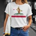 カリフォルニアシャツ、共和国旗カリフォルニアサーフィンベア Tシャツ 彼女への贈り物