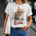 キューピッドコスチュームを着た面白い猫、聖バレンタインの猫の自撮り。 Tシャツ 彼女への贈り物