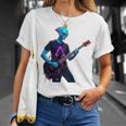 バックプリント ギタリスト エイリアン グラフィック ギター エイリアン ギタリスト Tシャツ 彼女への贈り物