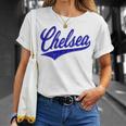 チェルシー ロンドン イングランド バーシティ スクリプト クラシック スポーツ ジャージ Tシャツ 彼女への贈り物