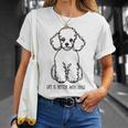 トイ プードル シルエット ラインアート 犬がいると人生はもっと楽しい デザイン Tシャツ 彼女への贈り物