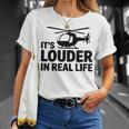 ヘリコプター 空中乗組員 実生活ではより大きな音色 Tシャツ 彼女への贈り物