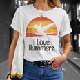 レトロ ヴィンテージ サンセット 2024 I Love Hummers コリブリ ハチドリ Tシャツ 彼女への贈り物