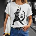 太極拳の練習をしている陽気な猫 陰陽 長袖tシャツ Tシャツ 彼女への贈り物