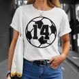 数字 14 Fourn サッカーボール Futbol Tシャツ 彼女への贈り物