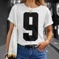 番号9 ナインスポーツジャージ 誕生日年齢 ラッキーナンバーブラック Tシャツ 彼女への贈り物