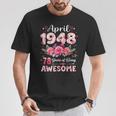 78歳 1948年4月 花柄 78歳 誕生日 男性 女性 Tシャツ 面白い贈り物