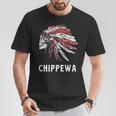Chippewa ネイティブアメリカン アメリカ国旗 スカルヘッドレス 長袖tシャツ Tシャツ 面白い贈り物