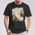 Creation Of Chicken Adam クラシック ミケランジェロ ニワトリ ファニー Tシャツ 面白い贈り物