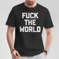 Fuck The World 面白いことわざ 皮肉なかわいいクールなノベルティ Tシャツ 面白い贈り物