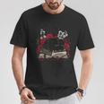 Gato Negro Durmiendo En Brujas Grimorio Con Rosas Espinas Camiseta unisex Regalos divertidos