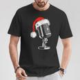 Gorro De Papá Noel Con Micrófono -Intage Karaoke Navidad Amante Camiseta unisex Regalos divertidos