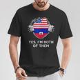 Half American Half Haitian Usa Haiti Flag メンズ レディース Tシャツ 面白い贈り物