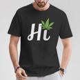 Hi Hello マリファナの葉 ハッピーファニー大麻 ウィード パイナップル Tシャツ 面白い贈り物