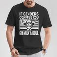 If Genders Confuse You Go Milk A Bull Usa 国旗 アメリカ 長袖tシャツ Tシャツ 面白い贈り物