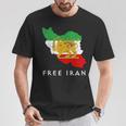 Iran Flagge Karte Löweonnechwert Free Iran Unterstützung Frauen Des Iran T-Shirt Lustige Geschenke