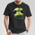 Lips Jamaican Flag Jamaica Love Travelacation Tシャツ 面白い贈り物