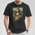 Mona Lisa Mit Orangefarbener Katze Lustige Kunstmalerei T-Shirt Lustige Geschenke